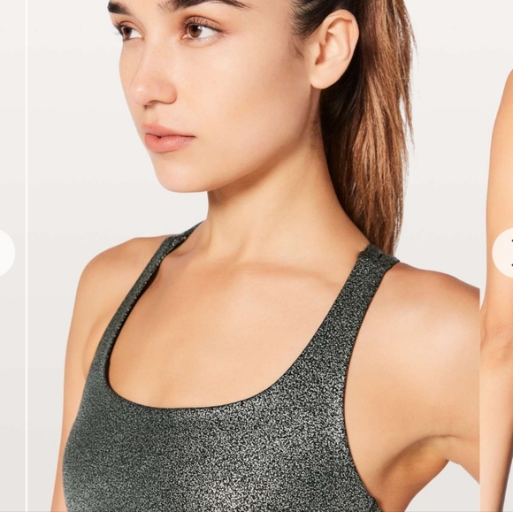 Lululemon Energy Bra Luminosity Foil Print Black Silver - Picture 4 of 8